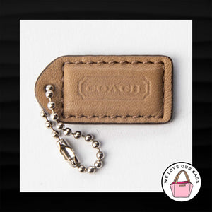 1.5" Small COACH TAN TAUPE LEATHER KEY FOB CHARM KEYCHAIN HANG TAG WRISTLET