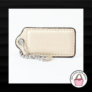 2.5" Large COACH IVORY PATENT LEATHER KEY FOB BAG CHARM KEYCHAIN HANGTAG TAG