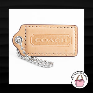 2.5" Large COACH TAN PINK LEATHER KEY FOB BAG CHARM KEYCHAIN HANGTAG TAG