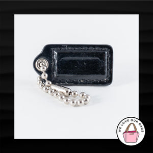 1.5" Small COACH BLACK PATENT LEATHER KEY FOB CHARM KEYCHAIN HANG TAG WRISTLET