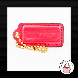 2.25" Med. COACH PINK PATENT LEATHER BRASS KEYFOB BAG CHARM KEYCHAIN HANGTAG TAG