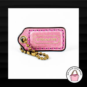 1.5" Small COACH PINK LEATHER BRASS KEY FOB CHARM KEYCHAIN HANG TAG WRISTLET