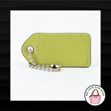 Load image into Gallery viewer, 2.5&quot; Large COACH WHITE GREEN LEATHER KEY FOB BAG CHARM KEYCHAIN HANGTAG TAG
