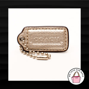 2" Med COACH CHAMPAIGN GOLD METALLIC LEATHER KEY FOB BAG CHARM KEYCHAIN HANG TAG