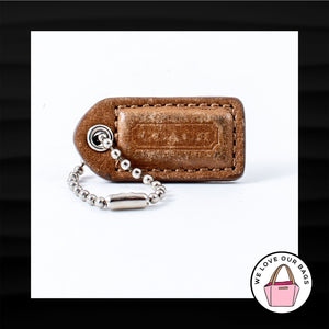 1.5" Small COACH BROWN LEATHER KEY FOB CHARM KEYCHAIN HANG TAG WRISTLET