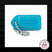 Load image into Gallery viewer, 1.5&quot; Small COACH TEAL BLUE LEATHER KEY FOB CHARM KEYCHAIN HANG TAG WRISTLET
