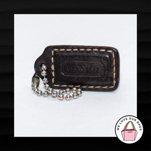 1.5" Small COACH BROWN LEATHER KEY FOB CHARM KEYCHAIN HANG TAG WRISTLET
