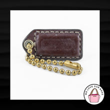 Load image into Gallery viewer, 1.5&quot; Small COACH BROWN LEATHER BRASS KEY FOB CHARM KEYCHAIN HANG TAG WRISTLET
