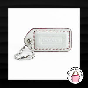 1.5" Small COACH WHITE LEATHER KEY FOB CHARM KEYCHAIN HANG TAG WRISTLET