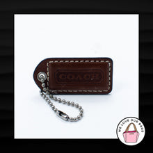 Load image into Gallery viewer, 2&quot; Medium COACH WALNUT BROWN LEATHER NICKEL KEY FOB BAG CHARM KEYCHAIN HANG TAG
