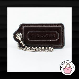 2.5" Large COACH BROWN PATENT LEATHER KEY FOB BAG CHARM KEYCHAIN HANGTAG TAG