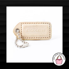 Load image into Gallery viewer, 2&quot; Medium COACH IVORY WHITE TAN LEATHER KEY FOB BAG CHARM KEYCHAIN HANGTAG TAG
