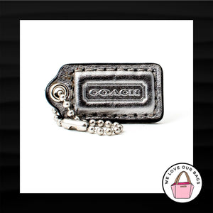 1.5" Small COACH SILVER LEATHER KEY FOB CHARM KEYCHAIN HANG TAG WRISTLET