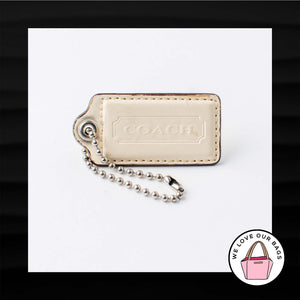 2.5" Large COACH IVORY CREAM PATENT LEATHER KEY FOB BAG CHARM KEYCHAIN HANG TAG