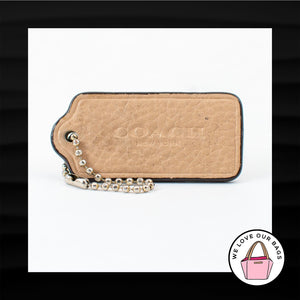 2.25" COACH NEW YORK BEIGE TAN LEATHER KEY FOB BAG CHARM KEYCHAIN HANG TAG