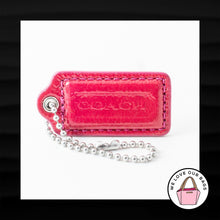 Load image into Gallery viewer, 2&quot; Medium COACH PINK SILVER LEATHER KEY FOB BAG CHARM KEYCHAIN HANGTAG TAG
