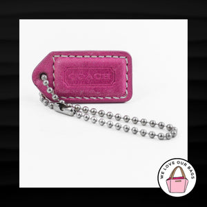 1.5" Small COACH PINK TAN LEATHER NICKEL FOB CHARM KEYCHAIN HANGTAG WRISTLET