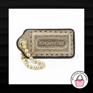 1.5" Small COACH GOLD METALLIC LEATHER BRASS KEY FOB CHARM KEYCHAIN HANG TAG