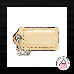 1.5" COACH IVORY CREAM PATENT LEATHER KEY FOB CHARM KEYCHAIN HANG TAG WRISTLET