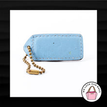 Load image into Gallery viewer, 2&quot; Medium COACH BROWN BLUE LEATHER BRASS KEY FOB BAG CHARM KEYCHAIN HANGTAG TAG
