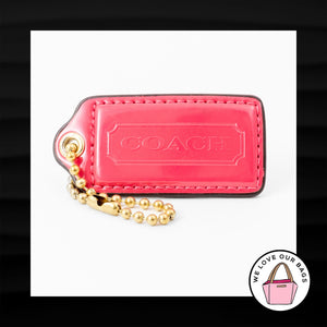 2.5" Large COACH PINK PATENT LEATHER BRASS KEY FOB BAG CHARM KEYCHAIN HANG TAG