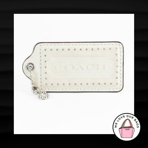 3.5" XL COACH WHITE PERFORATED LEATHER KEY FOB BAG CHARM KEYCHAIN HANGTAG TAG