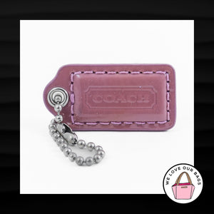 1.5" Small COACH PURPLE LEATHER NICKEL FOB CHARM KEYCHAIN HANGTAG WRISTLET