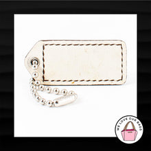 Load image into Gallery viewer, 2&quot; Medium COACH TAN WHITE LEATHER KEY FOB BAG CHARM KEYCHAIN HANGTAG TAG
