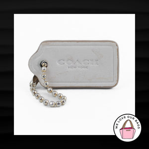 1.5" COACH NEW YORK CHALK WHITE LEATHER BRASS FOB BAG CHARM KEYCHAIN HANG TAG