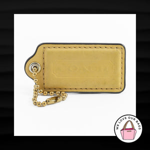 2.5" Large COACH YELLOW LEATHER BRASS KEY FOB BAG CHARM KEYCHAIN HANGTAG TAG