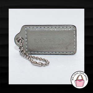 2.5" Large COACH GRAY PATENT LEATHER KEY FOB BAG CHARM KEYCHAIN HANGTAG TAG