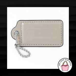 3" Large COACH TAUPE PUTTY PATENT LEATHER KEY FOB BAG CHARM KEYCHAIN HANG TAG