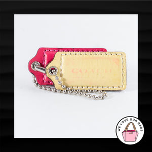 2" COACH 2 pc LOT PINK YELLOW PATENT LEATHER KEY FOB BAG CHARM KEYCHAIN HANG TAG