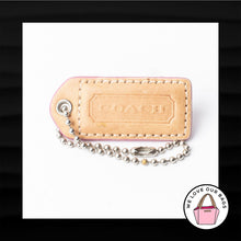 Load image into Gallery viewer, 2&quot; Medium COACH TAN PINK LEATHER KEY FOB BAG CHARM KEYCHAIN HANGTAG TAG
