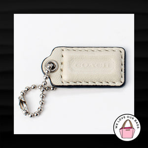 1.5″ Small COACH WHITE LEATHER KEY FOB CHARM KEYCHAIN HANG TAG WRISTLET WALLET