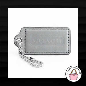 2.5" Large COACH GREY GRAY LEATHER KEY FOB BAG CHARM KEYCHAIN HANGTAG TAG