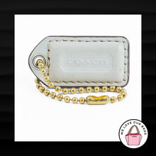 Load image into Gallery viewer, 1.5&quot; Small COACH WHITE BROWN LEATHER BRASS FOB CHARM KEYCHAIN HANG TAG WRISTLET
