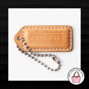 2" Medium COACH TAN PINK LEATHER KEY FOB BAG CHARM KEYCHAIN HANGTAG TAG