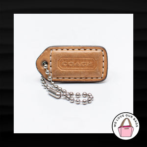 1.5" Small COACH NATURAL TAN LEATHER KEY FOB CHARM KEYCHAIN HANG TAG WRISTLET