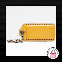 Load image into Gallery viewer, 2&quot; Medium COACH YELLOW SILVER LEATHER KEY FOB BAG CHARM KEYCHAIN HANGTAG TAG
