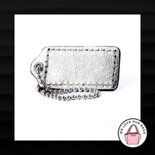 Load image into Gallery viewer, 2&quot; Medium COACH BLACK SILVER PATENT LEATHER KEY FOB BAG CHARM KEYCHAIN HANGTAG TAG
