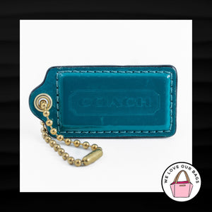 2.5" COACH TEAL BLUE GREEN PATENT LEATHER BRASS KEY FOB BAG KEYCHAIN HANG TAG