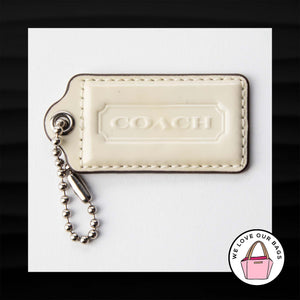 2.5" Large COACH WHITE IVORY PATENT LEATHER KEY FOB BAG CHARM KEYCHAIN HANG TAG