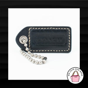 2.5" Large COACH BLACK LEATHER KEY FOB BAG CHARM KEYCHAIN HANGTAG TAG