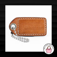 Load image into Gallery viewer, 2.5&quot; Large COACH SADDLE BROWN LEATHER KEY FOB BAG CHARM KEYCHAIN HANGTAG TAG
