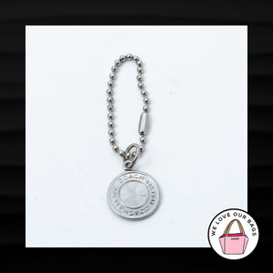 COACH EMBOSSED ROUND SILVER NICKEL METAL DISC KEY FOB CHARM KEYCHAIN HANG TAG