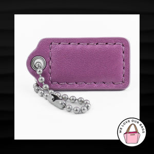 1.5" Small COACH PURPLE LEATHER NICKEL FOB CHARM KEYCHAIN HANGTAG WRISTLET