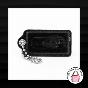 2.5" Large COACH BLACK LEATHER KEY FOB BAG CHARM KEYCHAIN HANG TAG