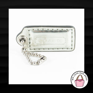 1.5" Small COACH SILVER MIRRORED LEATHER KEYFOB CHARM KEYCHAIN HANG TAG WRISTLET