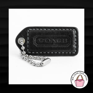 2.25" Medium COACH BLACK LEATHER KEY FOB BAG CHARM KEYCHAIN HANGTAG TAG
